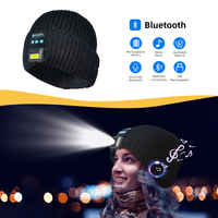 Bluetooth Beanie Hat With Light LED Flashlights Head Lamp Beanie Hats Unisex Knitted Winter Warm Beanie Caps for Running Fishing