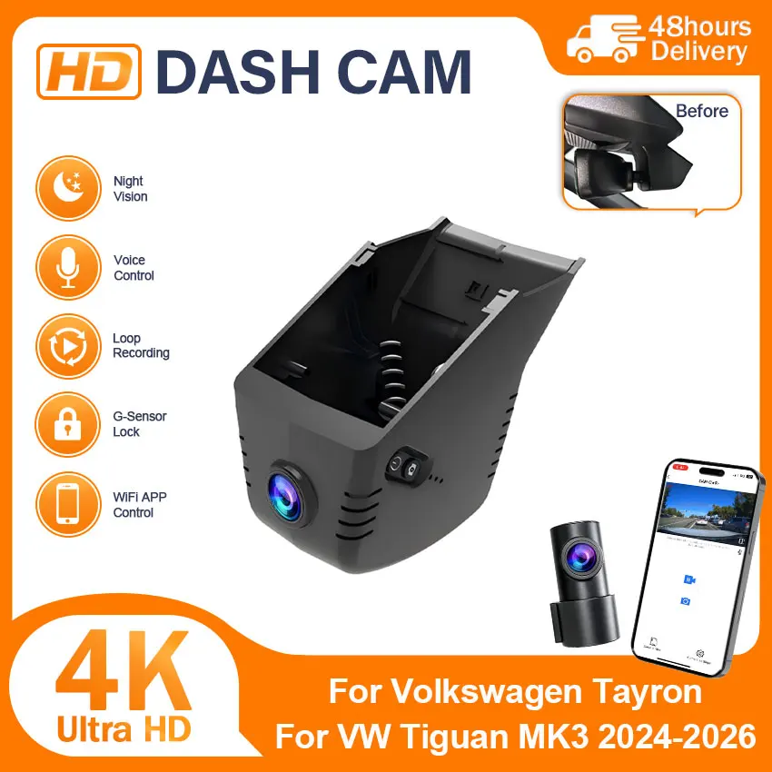Plug and Play 2160P DVR Dash Cam Camera For Cupra Leon 2025 2026 / Golf R MK8.5 2025 2026 / Cupra Formentor 2025 2026