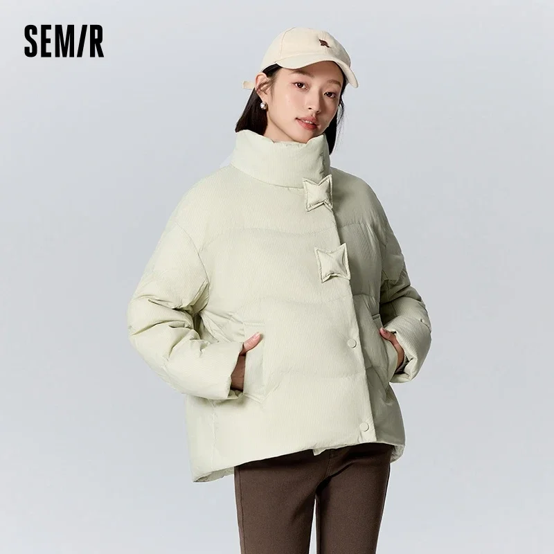 

Semir Down Jacket Women Design Striped Texture Oversize Winter 2023 New Gentle Stand-Up Collar Jacket