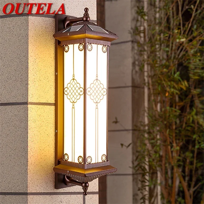 

OUTELA Contemporary Solar Outdoor Wall Lamps Simplicity Waterproof Creative Balcony Hallway Courtyard Villa Gate Hotel