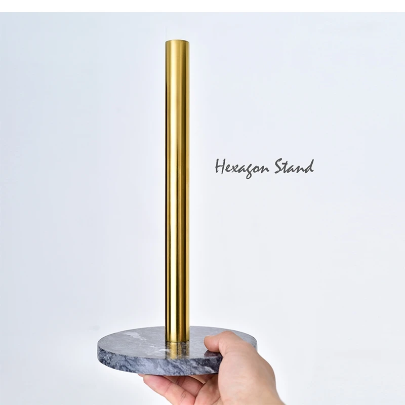 Nordic Danish marble brass paper towel holder gold-plated kitchen vertical roll