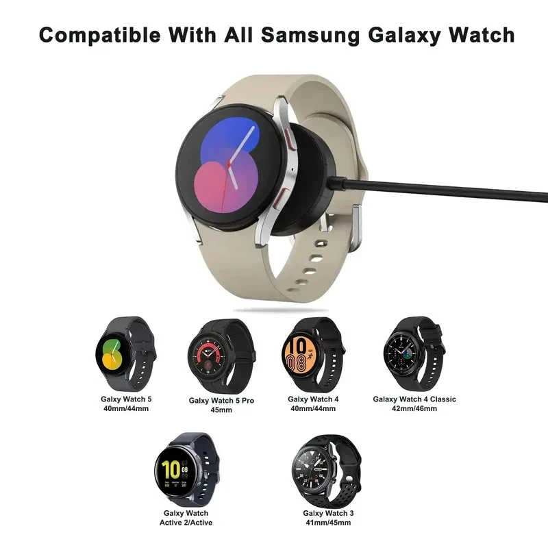 

USB-зарядное устройство для быстрой зарядки Samsung Galaxy Watch 7 FE 6 5 4 40 44 мм/Watch 3 41 45 мм/Watch 5 Pro 45 мм Active 1 2, зарядный кабель, док-станция