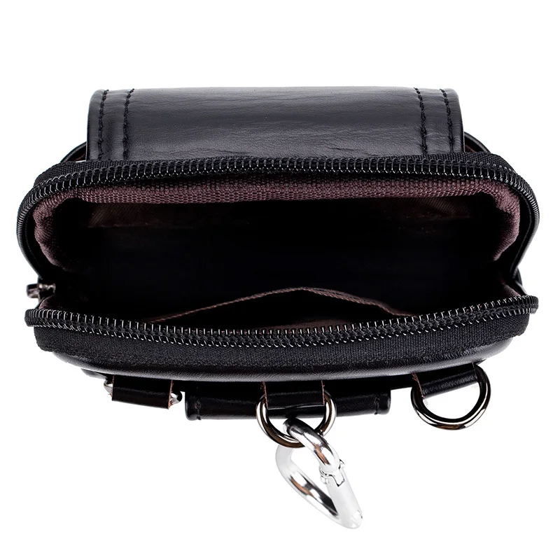 Fashion Genuine Leather Men\'s Waist Packs Phone Pouch Bags Waist Bag Male Small Chest Shoulder Belt Bag Small For 6.5\