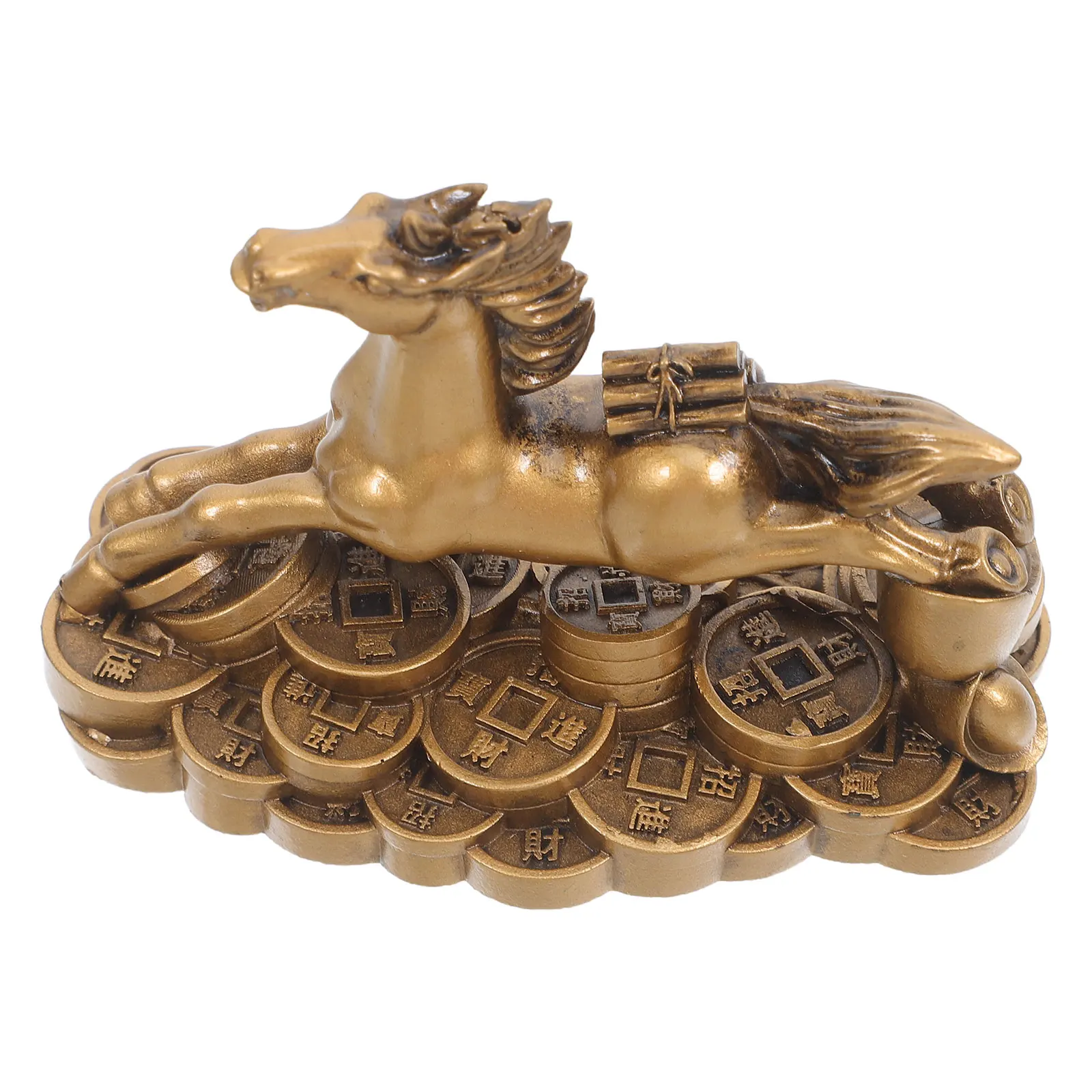 

Living Room Statue Ornament Horse Resin Decor Animal Decorative Running Statues Dark Brown