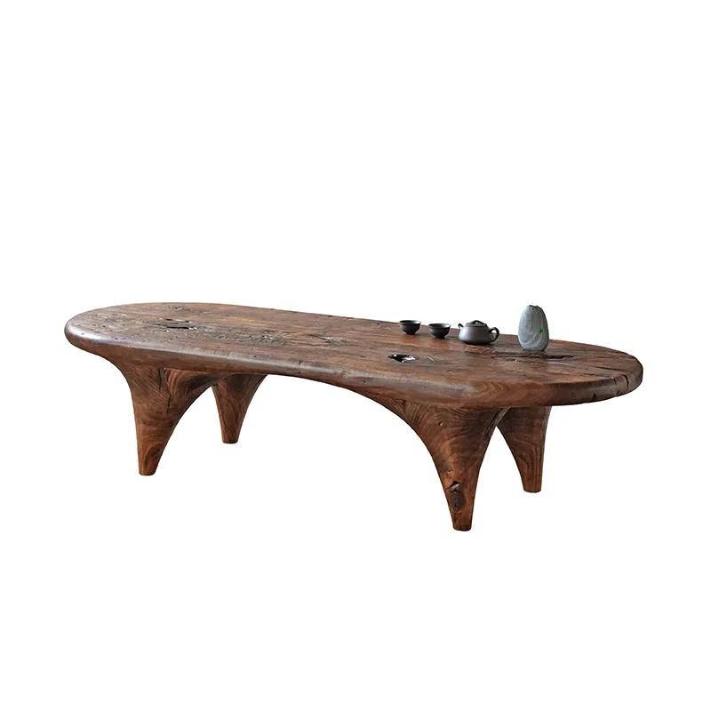 CX wabi-sandy wind solid wood coffee table tatami kang table old door panel wood retro nostalgic tea table