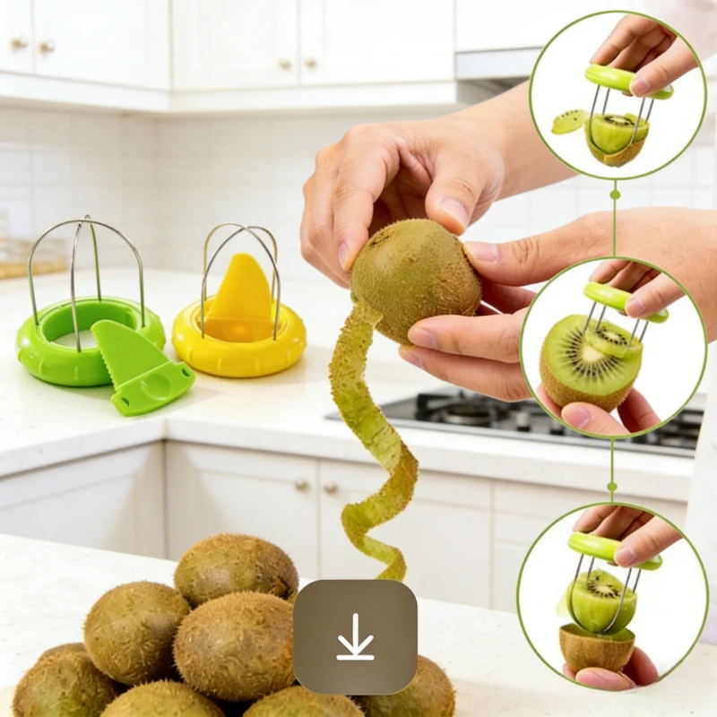 Creative Fast Fruit Kiwi Peel Splitting Tool Stainless Steel