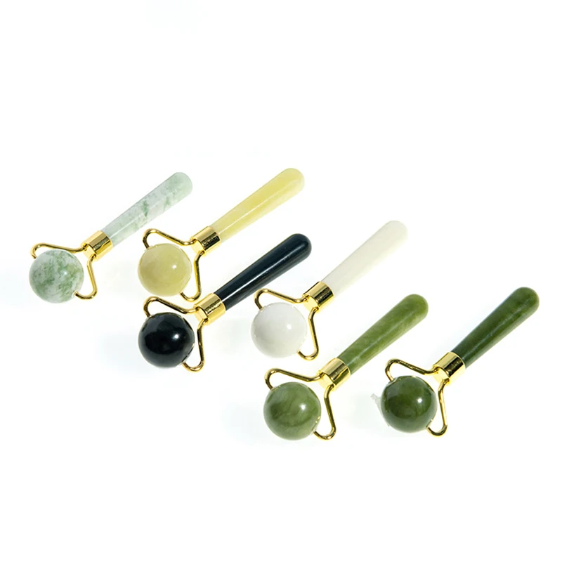 Natural Jade Ball Face Roller Gua Sha raschietto massaggiatore viso Eye Beauty Massager Roller Face Lifting rimozione delle rughe cura della pelle