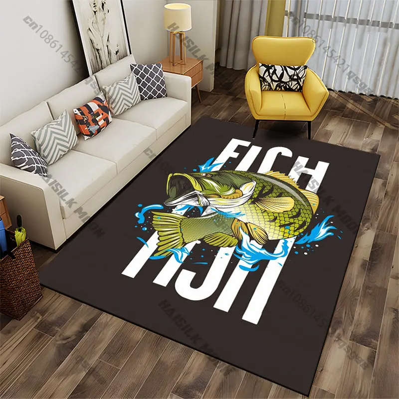 Jumping fish dynamic illustration carpet Yoga living room room decor children's crawling mat doormat area rug games mat