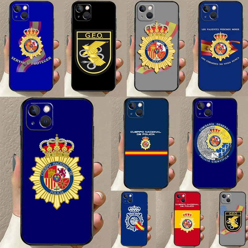 Spain National Police logo Case For iPhone 16 15 14 13 11 12 Pro Max XS X  XR Plus Back Cover For iPhone 12 13 Mini - AliExpress 202192403