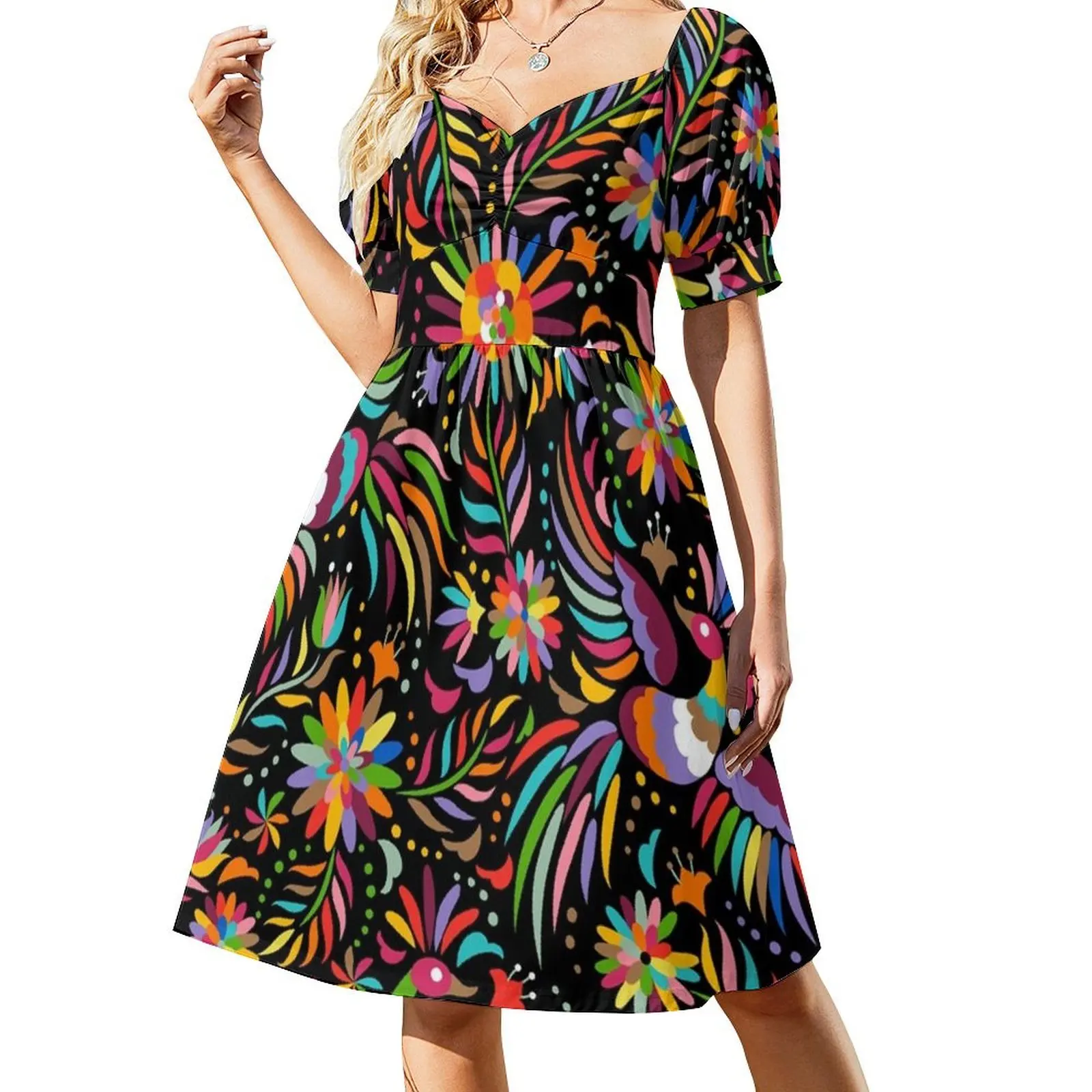 

Traditional Mexican Colorful Short Sleeved Dress dress party night long sleeve dress summer women's 2025