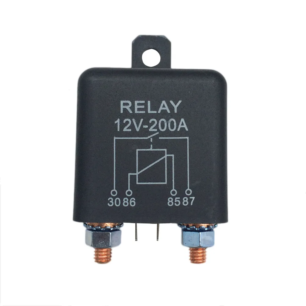 200A Starting Relay Black Waterproof Plastic Automotive Relay for Car Mower Tractor Forklift Universal 12V Battery Isolator