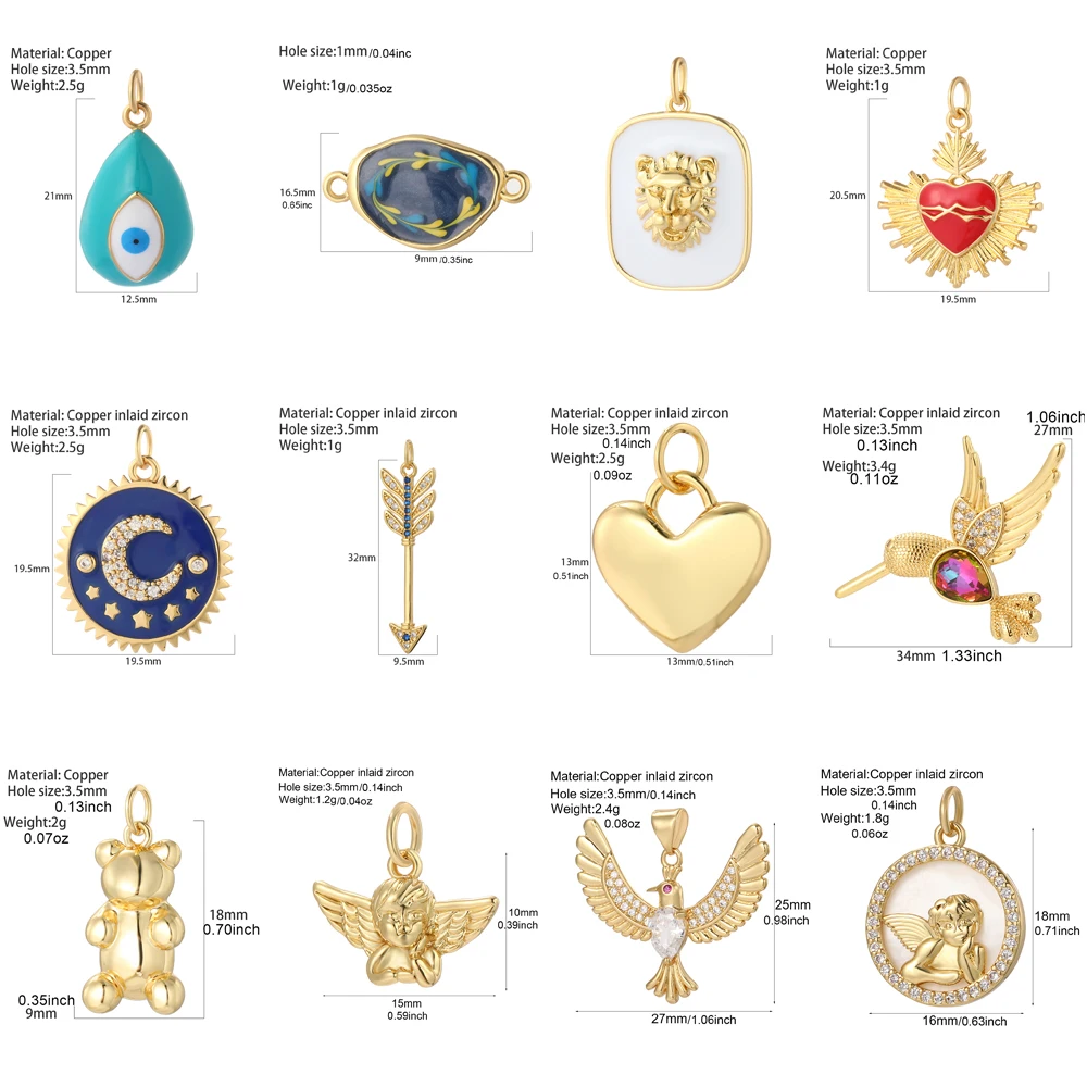 Gothic Angel Heart Charms for Jewelry Making Supplies Golden Y2k Eye Charm Dijes Diy Woman Earrings Necklace Braclet Pendant