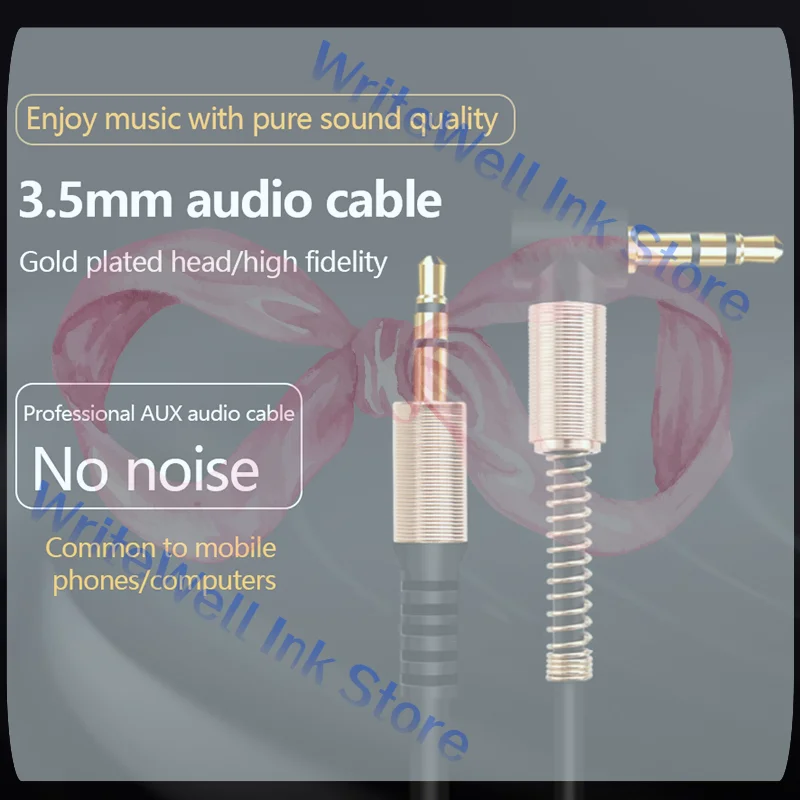 3.5mm Jack Audio Cable 3.5mm Car Spring AUX Cable Gold Plated Jack Male To Male Cables For Headphones