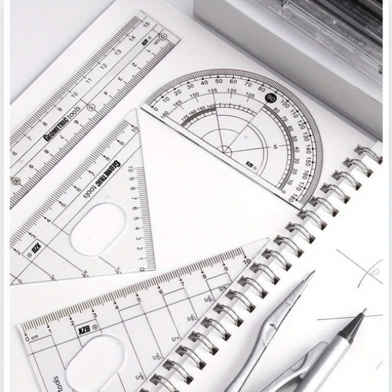 7-piece drawing tool set, including compass, protractor, ruler, triangle, math tool, a must-have for back-to-school season