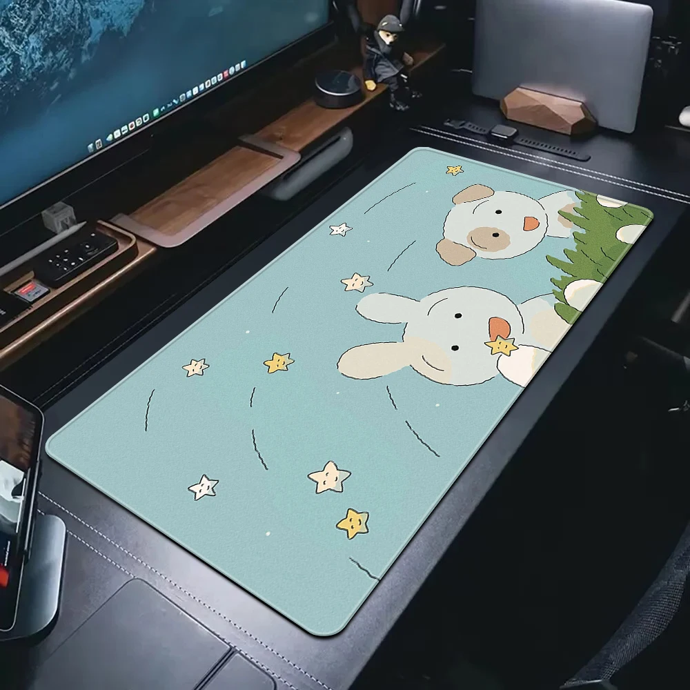 Cute Large Gaming Keyboard Mouse Pad XXL Green Plant Computer Gamer Tablet Pad Mousepad With Locking Edge Rubber Anime Desk Mat