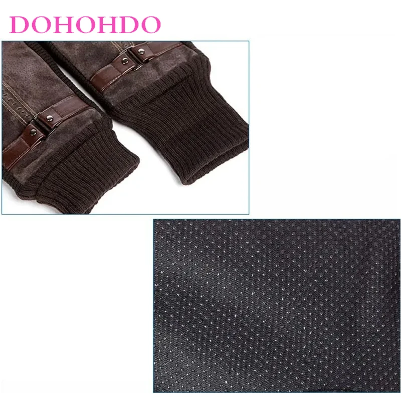 

Black Gloves Velvet Leather Men's Winter Padded Cold-proof Warm Cotton Gloves Pigskin Gloves Winter Windproof Motorcycle Glove