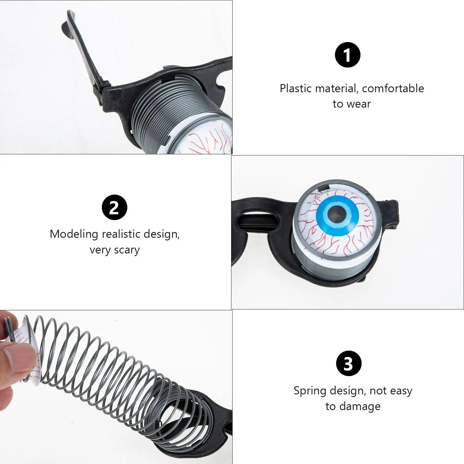 

3 шт. забавные очки, весенние глазные яблоки, страшные очки, декоративные очки на Хэллоуин для вечеринки, детские солнцезащитные очки