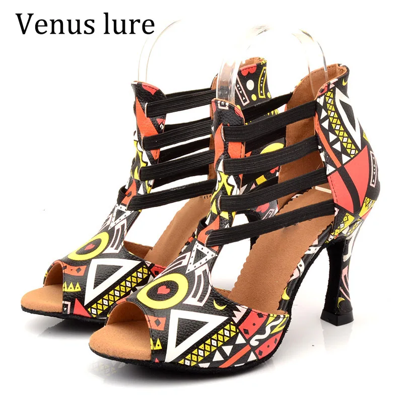 

Customized Venus Lure Printed PU Gladiator Dance Sandals Woman 2024 High Heel Summer Shoes Soft sole