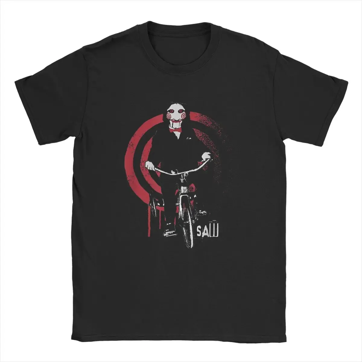 Saw Jigsaw On Bike Movie Men's Oversized T Shirt Halloween Torture Fashion Vintage Tees Short Sleeve Round Collar T-Shirt Gift