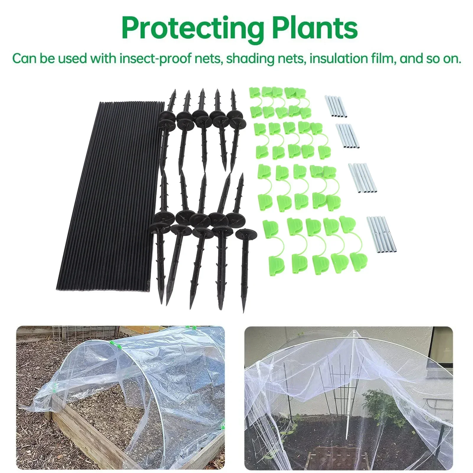 Greenhouse Hoops Grow Tunnel Insect Repellent Animal Protection Plant Shade Support Garden Stakes Bracket Connection Steel Pipe