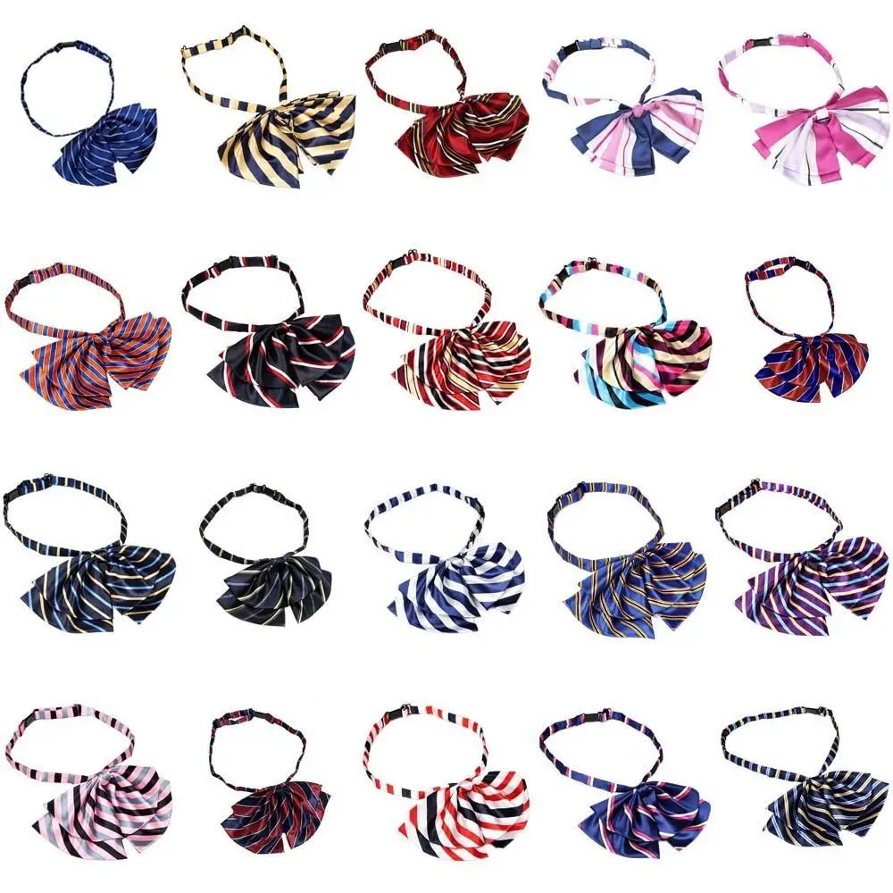 

Elegant JK Lattice Bowknot Neckties Stripe Bowtie For Women Girl Neck Ties School Student Bowtie Uniform Bowties Shirt Accessory