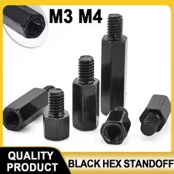 M3 M4 Black Hex Standoff Motherboard PCB Standoff Spacer Pillar Hex Stud Iron Isolation Chassis Connection Support Column Screw