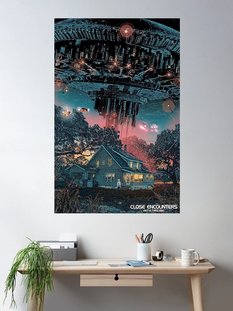 Close Encounters of the Third Kind Alien Movie Art Print Canvas Poster, Living Room Decor, Home Wall Picture