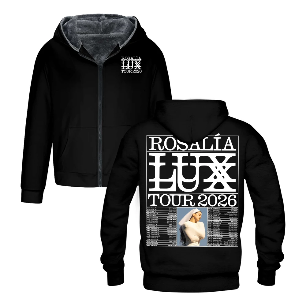 Rosalia LUX Tour 2026 Outerwear Winter Coat Unisex Long Sleeve Zip-Up Hoodies Men Women Hooded Jacket Parkas