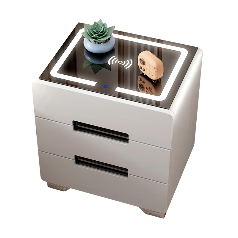 AIROW Smart Nightstand Wireless Charging Bedside Table with USB, Bluetooth Speaker & LED Night Light