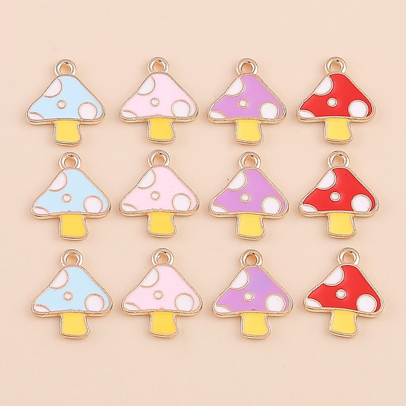 20 Stück niedliche bunte Emaille-Pilz-Anhänger für die Herstellung von Halsketten, Ohrringen, Armbändern, DIY-Bastelarbeiten, Schmuckzubehör – Detail 12