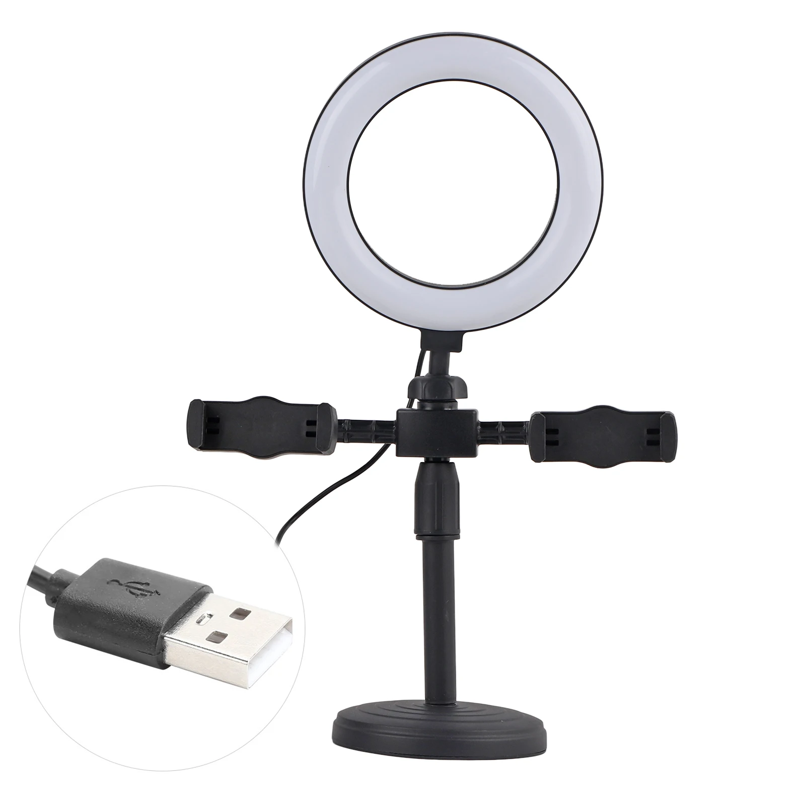 Aro de Luz para Selfies con Soporte y Clips para Teléfono Móvil, Soporte con Luz LED de 6 Pulgadas, Luz de Relleno para Transmisión en Vivo