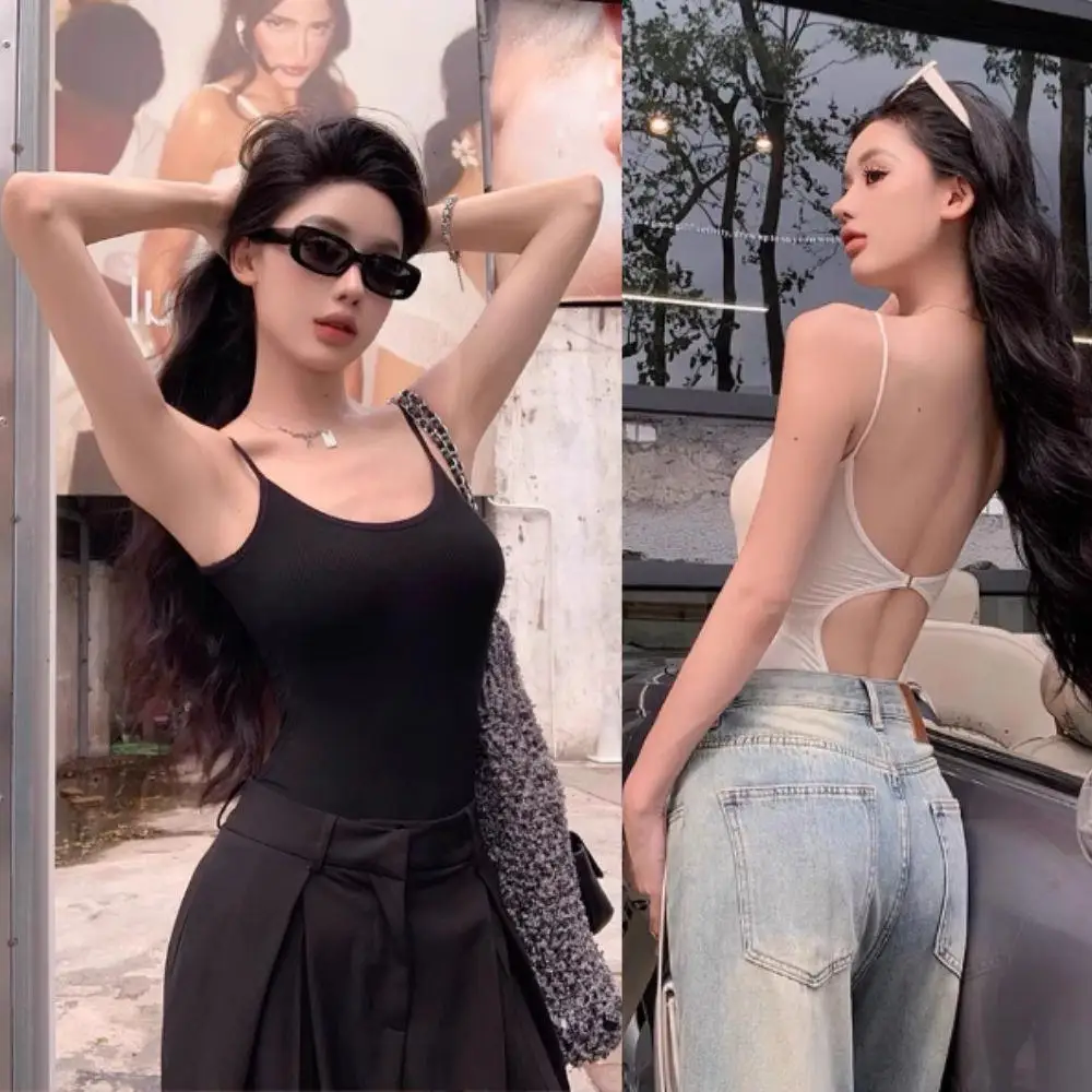 

Harajuku Solid Jumpsuit Women Sleeveless Bodycon Sexy Black Body Tops Fashion Streetwear Vintage Y2k Gothic Bodysuits Clothing