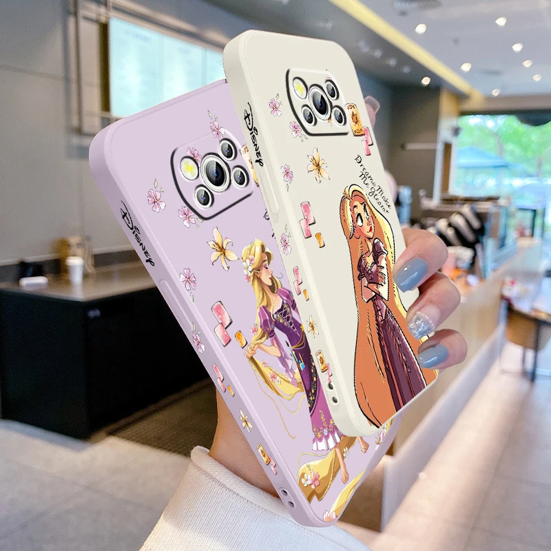 

Girl Disney Tangled Rapunzel Liquid Left Rope For Xiaomi Mi Poco X5 X4 X3 M6 M5 M5S M4 M3 F5 F4 F3 C55 C40 Pro 5G Cover