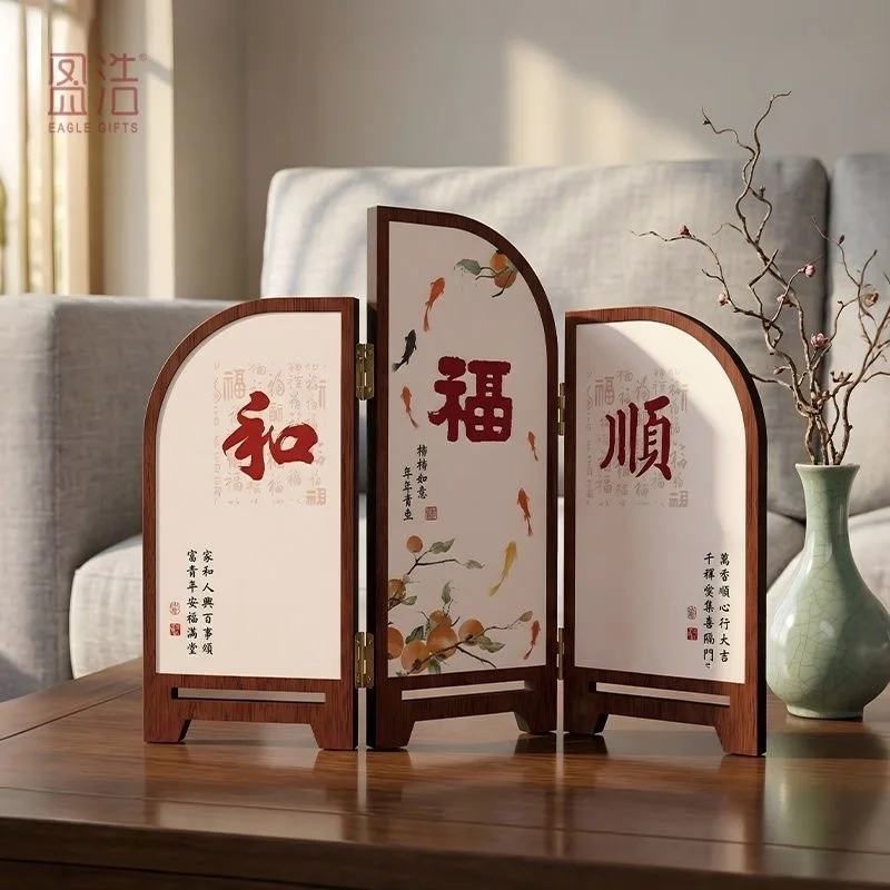 Desktop Foldable Screen Partition Decorative Painting,Refreshing TV Cabinet Entrance Storage Rack Decor Painting,Table Setting