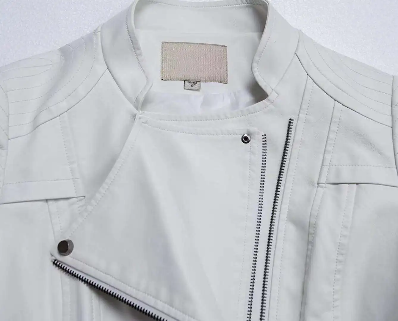 Women's Leather Jacket European and American Fashion Motorcycle Slim Short Leather Jacket Zipper