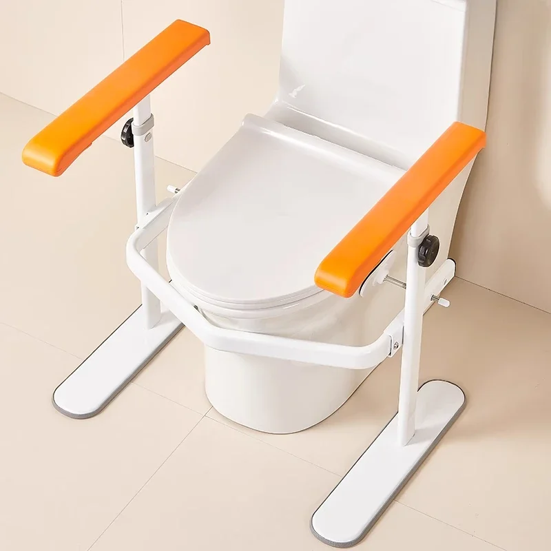 Dual Assist Handrail Anti-Slip Stable Frame No-Drill Adjustable Height Anti-Tip Safety Rail Durable Support Toilet Grab Bars