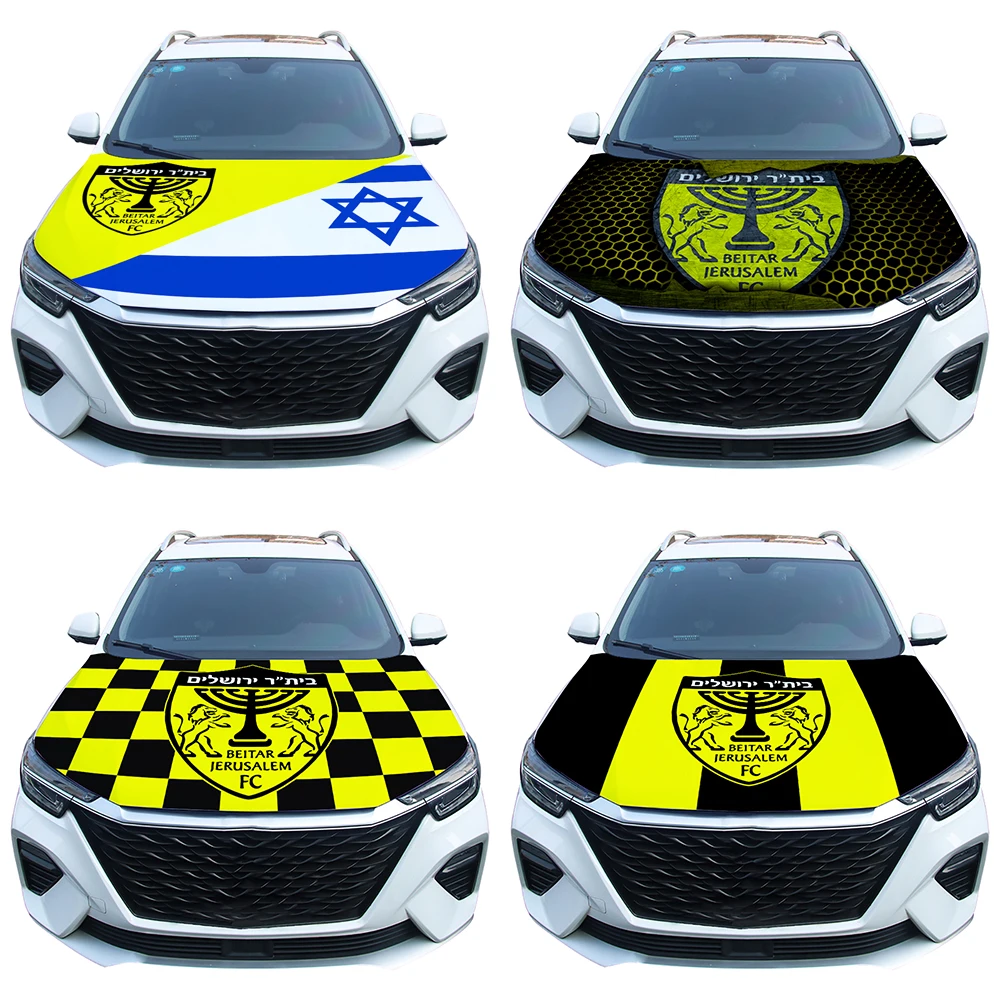 Half FC Beitar Jerusalem Half Israel Flag Car Engine Hood Cover National Flag For Vehicle Decoration