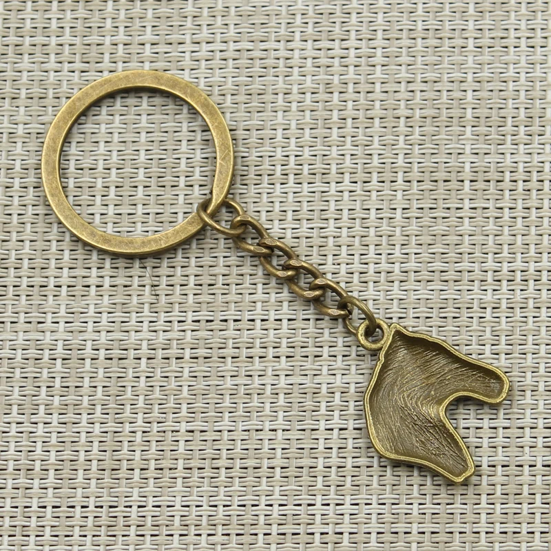 New Fashion Men 30mm Keychain DIY Metal Holder Chain Vintage Horse 28x22mm Antique Bronze Silver Color Pendant