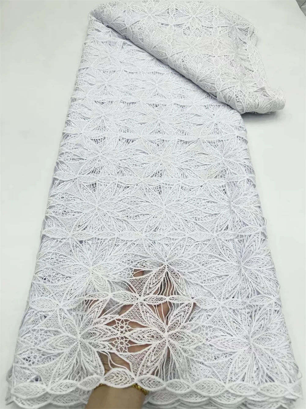 White African Lace Fabric 2024 Cord Lace Fabric 5 Yards High Quality Nigeria Lace Fabric African Lace Dresses For Woman N W115-1