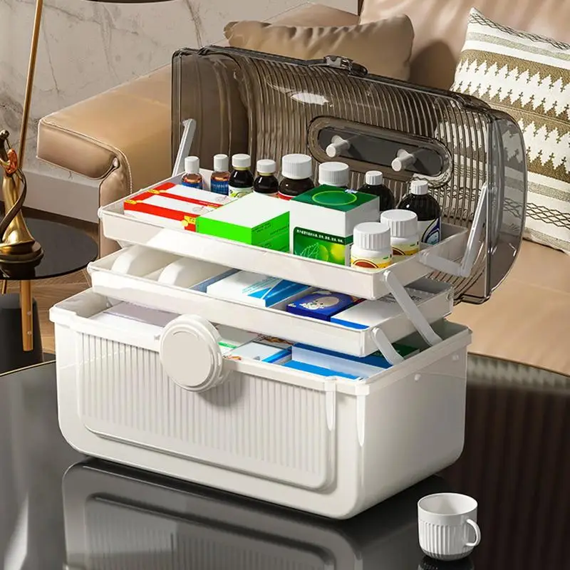 

Large capacity medicine box pill organizer multi-layer medicine box multi-function folding multi-layer household medicine box