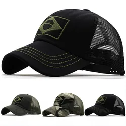 Brazilian Flag  Army Camouflage Baseball Cap Jungle Combat Caps Adjustable Outdoor Tactical Cotton Hunting Sports Summer Hat