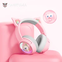 ONIKUMA-auriculares inalámbricos B5 Gaimng, cascos con orejas de gato, sonido envolvente, sobre la oreja, para PC, portátil, juegos y música, Gamer