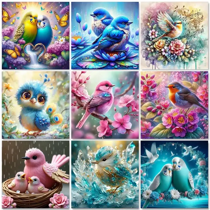 

GATYZTORY Animal Diamond Painting Parrot Full Square Round Mosaic Flower New Collection 5D DIY Home Decorative Rhinestone Pictur