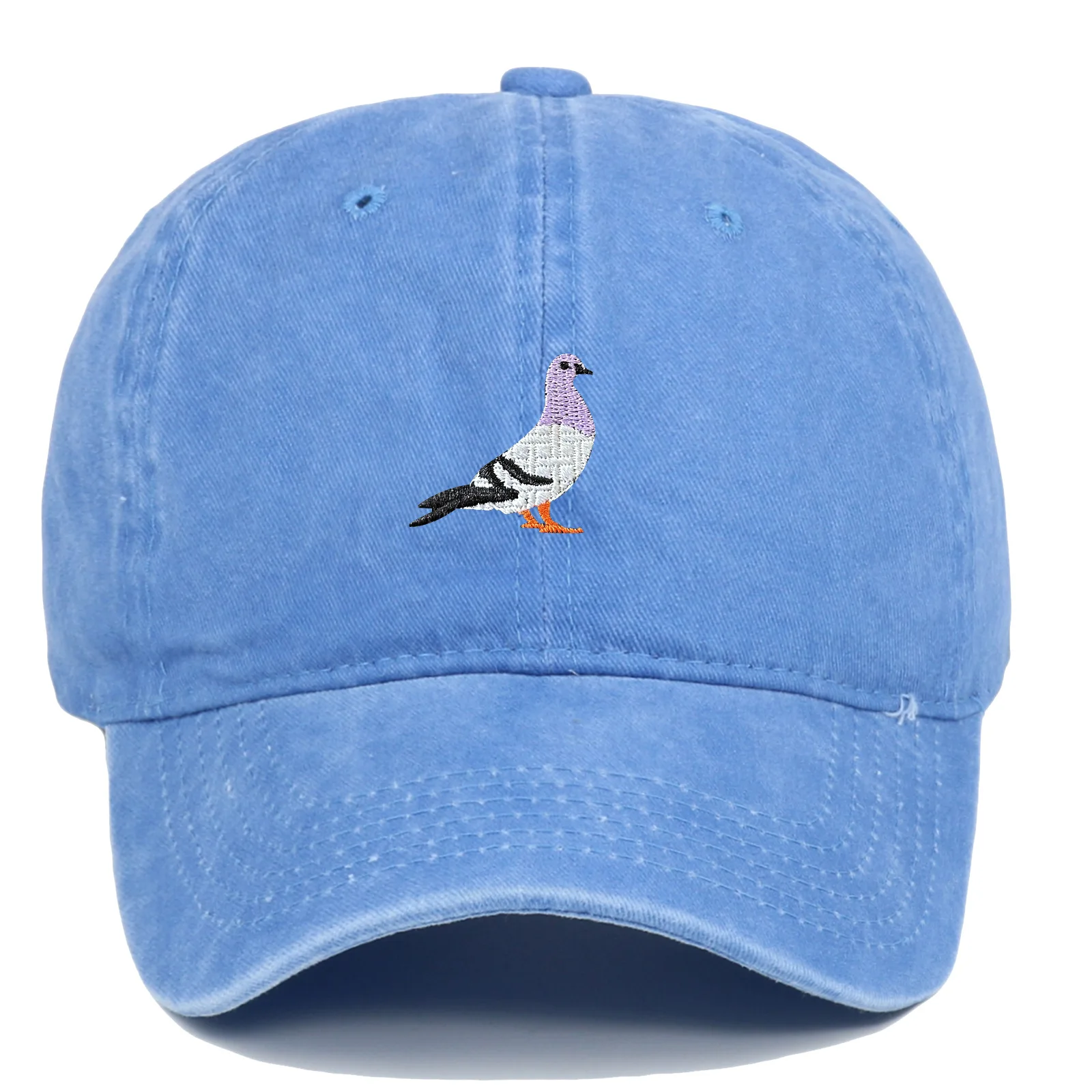 Spring New Pigeon Embroidery, Water Wash, Sun Protection Sun Hat for Men and Women Outdoor Sports, Fishing, Sun Protection Baseb