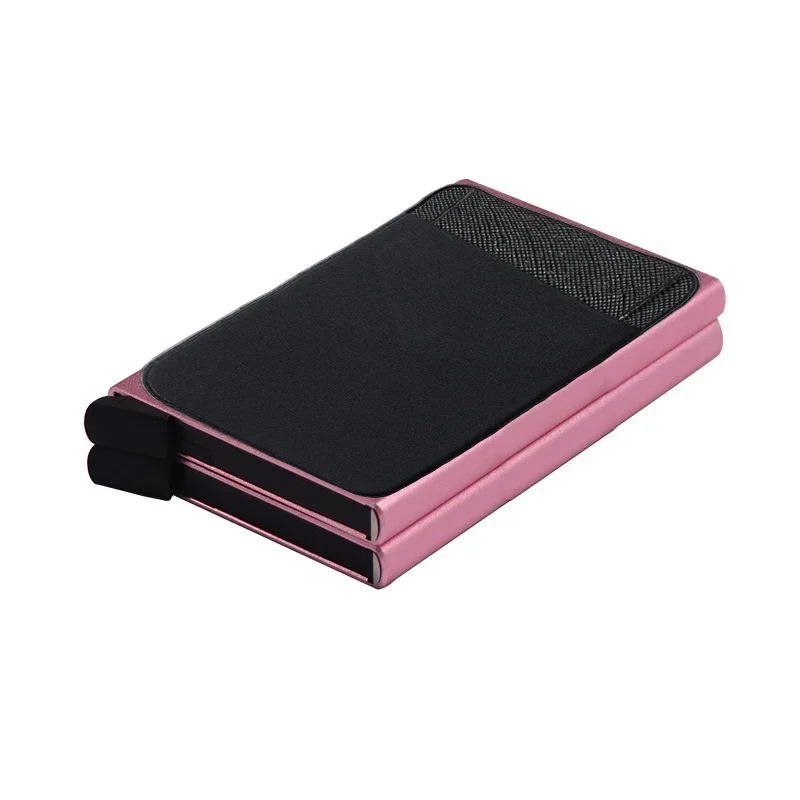 Pink Credit Card Holder Double-layer Business Card Holder for Women Men Name Case Aluminum Alloy RFID Blocking Minimalist Wallet