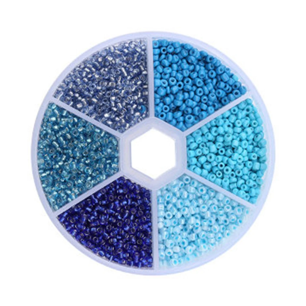 Boxed 2mm Glass Seed Beads Pendant Crystal Gasket Glass Beads for Jewelry Making DIY Handmade Accessories Blue