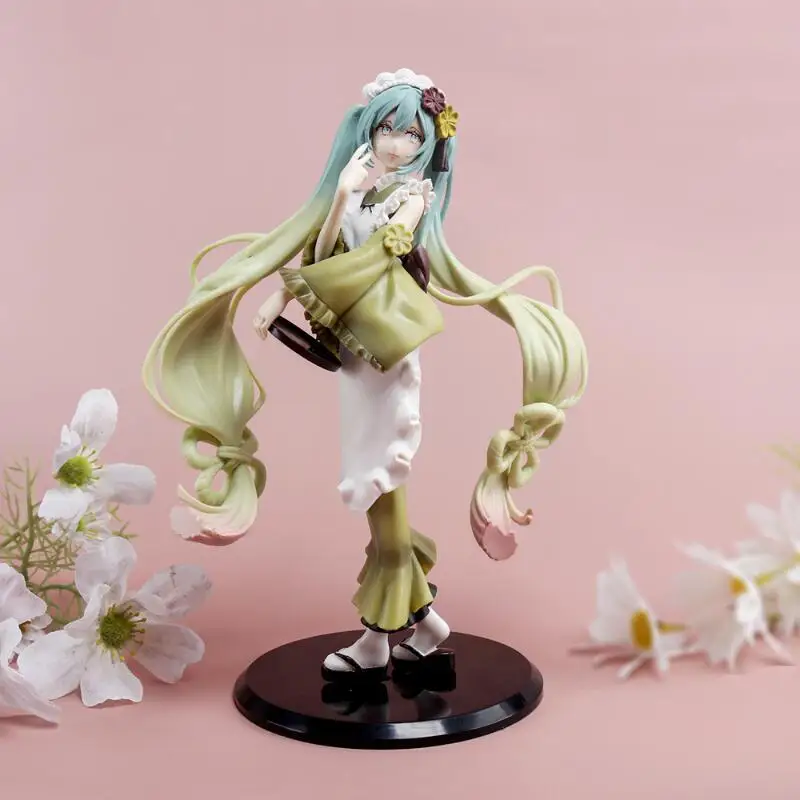 

Hatsune Miku Matcha Maid Action Figure Anime Collectible Model Kimono Maid Style Desktop Decoration Best Gift for Miku Lovers