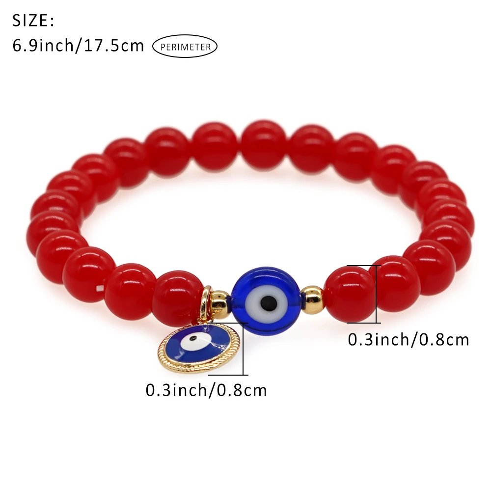 Go2Boho Lucky Friendship Bracelet Evil Eye Turkish Red Ball Beaded Jewelry for Women Men Vintage Stretch Bracelets Handmade Gift