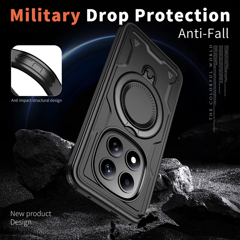 

For Xiaomi POCO M8 Pro，M8 Magnetic Case ELVEV Hard PC Rotating Holder Suction Phone Cover