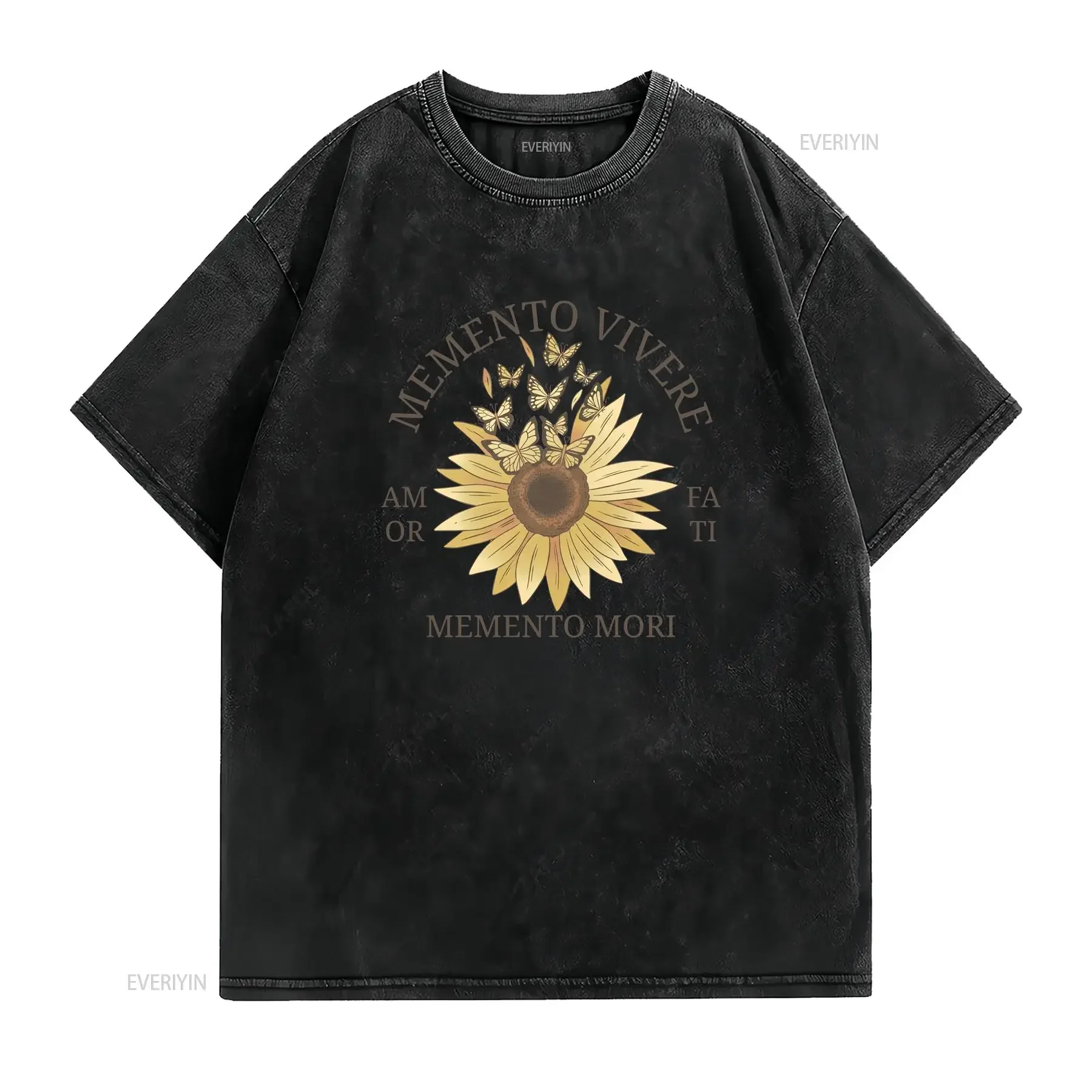 T Shirt SweaT Mug Memento Vivere Amor Fati Mori vintage Washed designer clothes Slightly Top For Everyday Wear homme Soft